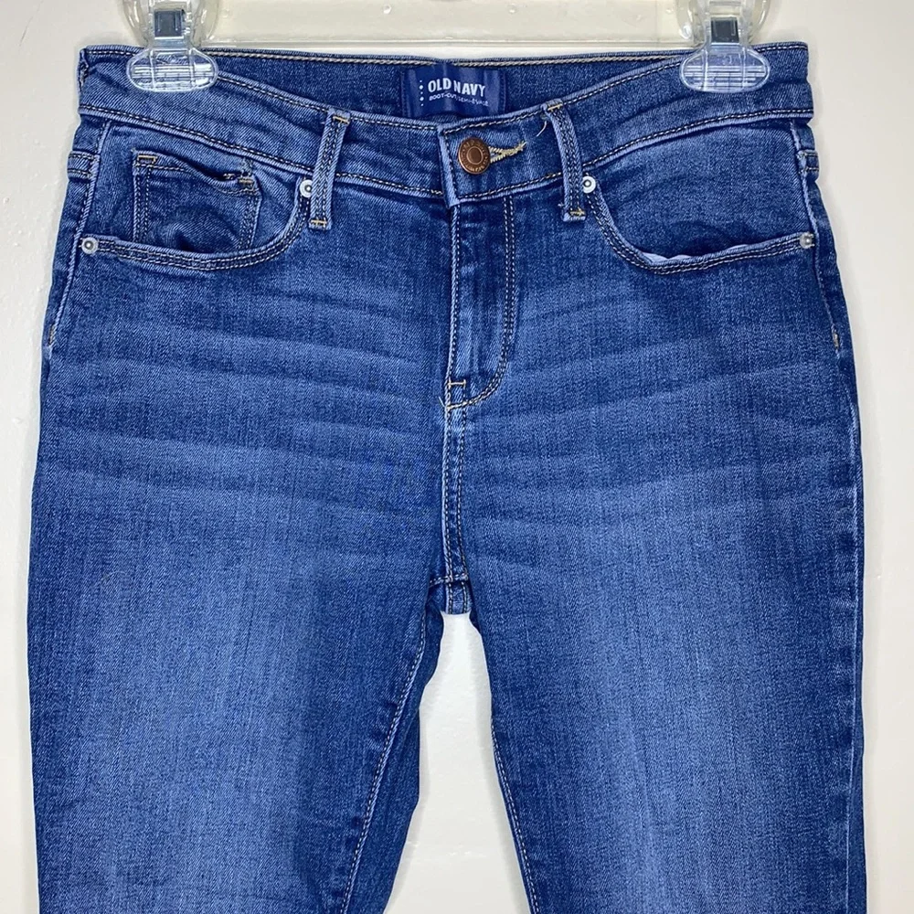 OLD NAVY Boot-Cut Distressed Released Frayed Hem Whiskered 5 Pocket Denim 14 G